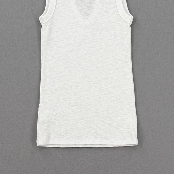 ENZA COSTA Textured Rib Sleeveless U Neck Tank Top Womens XS White Quite Luxury - Picture 9 of 16